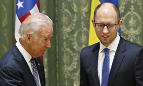 US Vice President Joe Biden speaking to the Ukrainian Interim Prime Minister Yatsenyuk. The day after the meeting, Ukrainian forces began their second crackdown of Eastern Ukrainians. The first crackdown happened the day after CIA chief Brennan made a visit to the Ukrainian Prime Minister. Golly! is this a coincidence? The State Department will not give an answer.