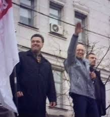 Prime Minister Yastenyuk flashing that Nazi salute at a Svoboda ralley.