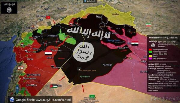 Map of IS Caliphate. Source: Google Earth.