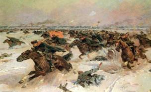 The Soviet cavalry regiment charges into the mouths of 88mm German artillery at Musino in the Battle of Moscow.