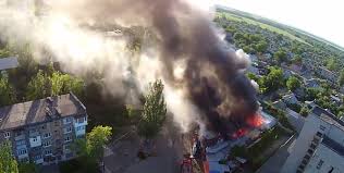 Recent shelling of Donetsk by Ukrainian artillery.