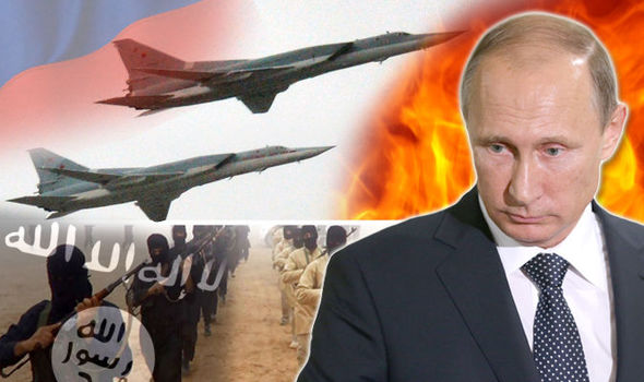 RussianAirstrikesSyria-MontagePutinJetsISIS