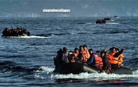 boat loads of Syrian refugees cross the Aegean to disembark in the EU through Greece.