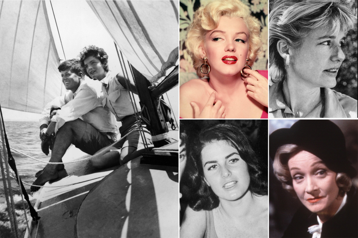 Kennedy with wife Jackie and his many mistresses, movie star Marylyn Monroe, socialite Mary Pinchot Meyer, Mafia Moll Judith C. Exner and acress Marlene Dietrich.