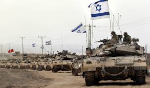 GazaStrip-IsraeliTankColumnMogenDavidFlags