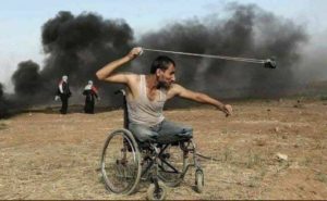 GazaPalestinianWheelchairNoLegsSlingShot