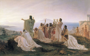 640px-Plythagoreans celebrate Sunrise, painting by Fyodor Bronnikov 1869