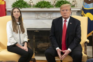 President Trump neets with Fabiana Rosales de Guaido, wife of presumptive US backed President of Venezuela, Juan Guaido.