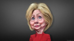 Hillary Clinton caricatured by Donkey Hotey. Source CC Creative Commons.