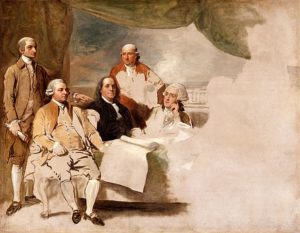 The American Commissioners of the Preliminary Peace Agreement with Great Britain, 1783-1784, London, England, ended the American Revolutionary War in this unfinished oil sketch by Benjamin West. From left to right are John Jay, John Adams, Benjamin Franklin, Henry Laurens and William Temple Franklin. Is their memory being erased in our times by the mob-mind, the politically illiterate, the hysterical morons of woke? What do the planets say: