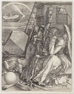 Oh Mercury, Mercury! You are stuck in the melancholic funk  of Jupiter in Capricorn. 1514 wood engraving by Albrecht Dürer. 