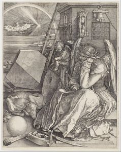 Oh Mercury, Mercury! You are stuck in the melancholic funk of Jupiter in Capricorn. 1514 wood engraving by Albrecht Dürer. 