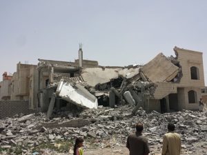 House destroyed by Saudi air strike in the Houthi capital of South Sanaa. Photo, Ibrahem Qasim, © Creative Commons. 