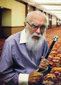 James Randi doing his signature Trump-lip pouting Mentalist glower and scowl. Source, © Creative Commons. 