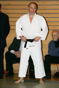 Vladimir Putin getting ready for a Judo match.