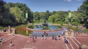 Looking north at Bethesda Terrace and Fountain in New York City's Central Park, partly still flooded after the Hurricane Ida fragments’ flood waters lowered by some two feet or half a meter. © Creative Commons.