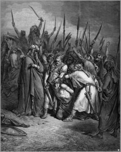 The Death of Agag, king of the Amalekites, at the hand of the prophet Samuel by Paul Gustave Doré (1832-1883), as per 1 Samuel 15:33. Public domain. 