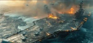 Painting-flaming-US-carrier
