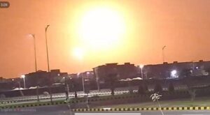 Bright aerial explosions in the pre-dawn hours of 7 May 2025, possibly near the Pakistani capital of Islamabad where one of the nine terrorist bases was targeted by India.