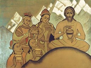 Did Issa the Shepherd dwell in Tibetan Lamaseries in Ladakh and Tibet? “The Sacred Gift,” a painting by Nicholas Roerich, circa 1924. Public Domain.